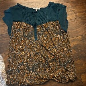 Chic Teal and Gold Paisley Women's Blouse